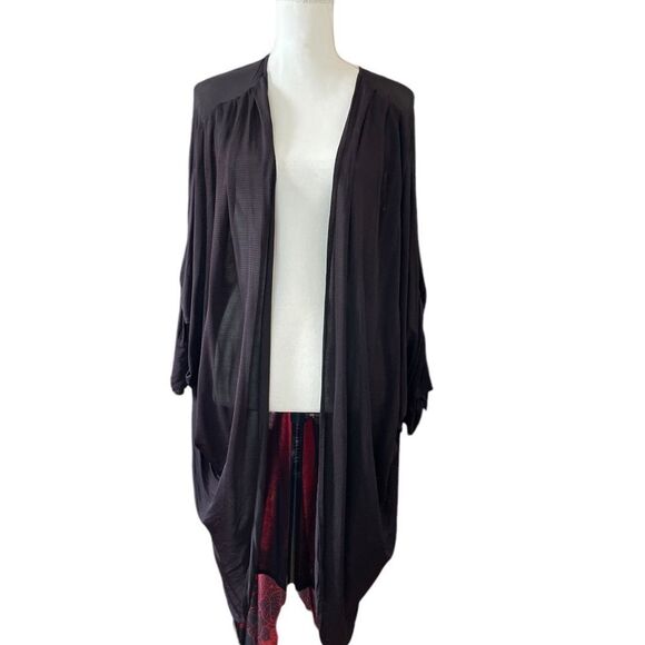 Jolaby Open Front Draped Fine Silk Knit Cardigan - Picture 1 of 9